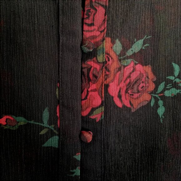 Paige Emilia Top Size L Black Multi-Joplin Rose Sheer NWT Floral Balloon Sleeves - Picture 14 of 16